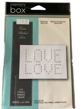 Memory Box Cross Stitched Love Metal Die Cut Stencil Emboss